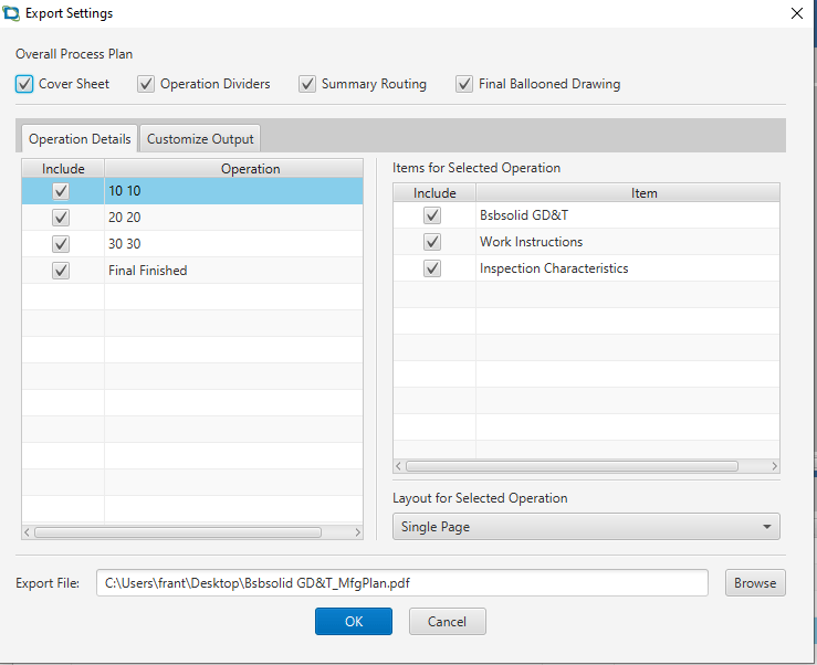 DISCUS Planner Export Settings